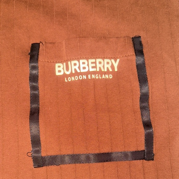 Burberry Men's Brown Tee with Plaid Pocket Made In London - Picture 3 of 6